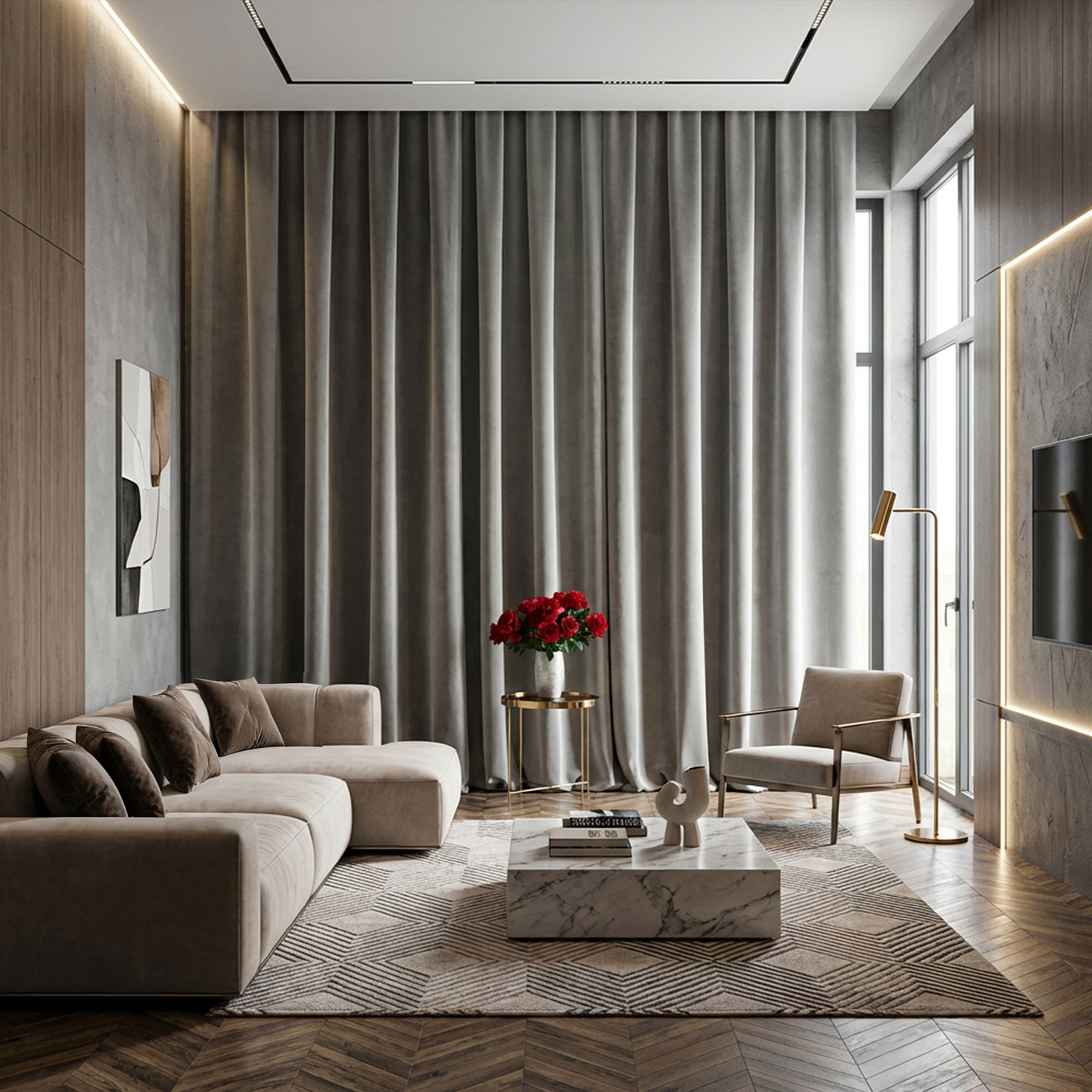 MATT VELVET poolpimendav kangas, kõrgus 320 cm, värv 016 hall - Image 4